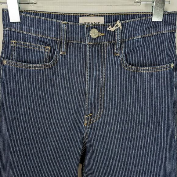 Frame Le Jane Crop Railroad Stripe High Waist Straight Leg Jeans Size 26 NWT - Picture 3 of 10